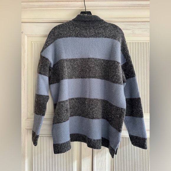Madewell Women’s Wool Blend Blue and Black Rugby Striped Sweater, Large - Picture 13 of 16